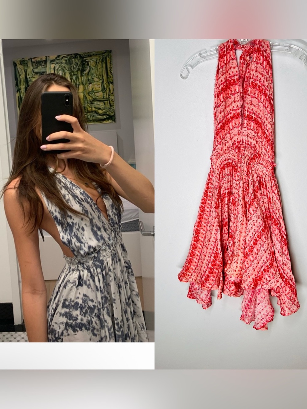 LoveShackFancy Mini Halter Dress Printed Pink/red Sz 2